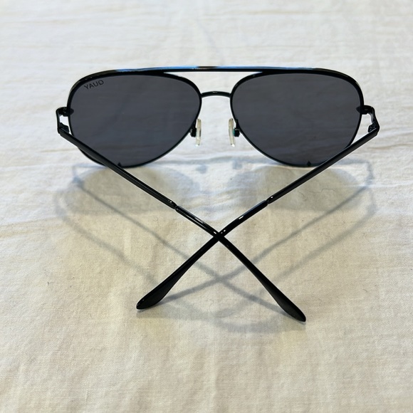 Quay x Desi High Key Aviator Sunglasses Black Metal Frame Mirror Smoke Lens - Picture 11 of 16